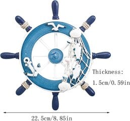 Koristeperäsin, kalastusperäsinkoriste, puinen meriohjauspyörä, puinen laivan ohjauspyörä, puinen peräsin seinäkoristeluun (sininen) hinta ja tiedot | Sohvaryhmät | hobbyhall.fi