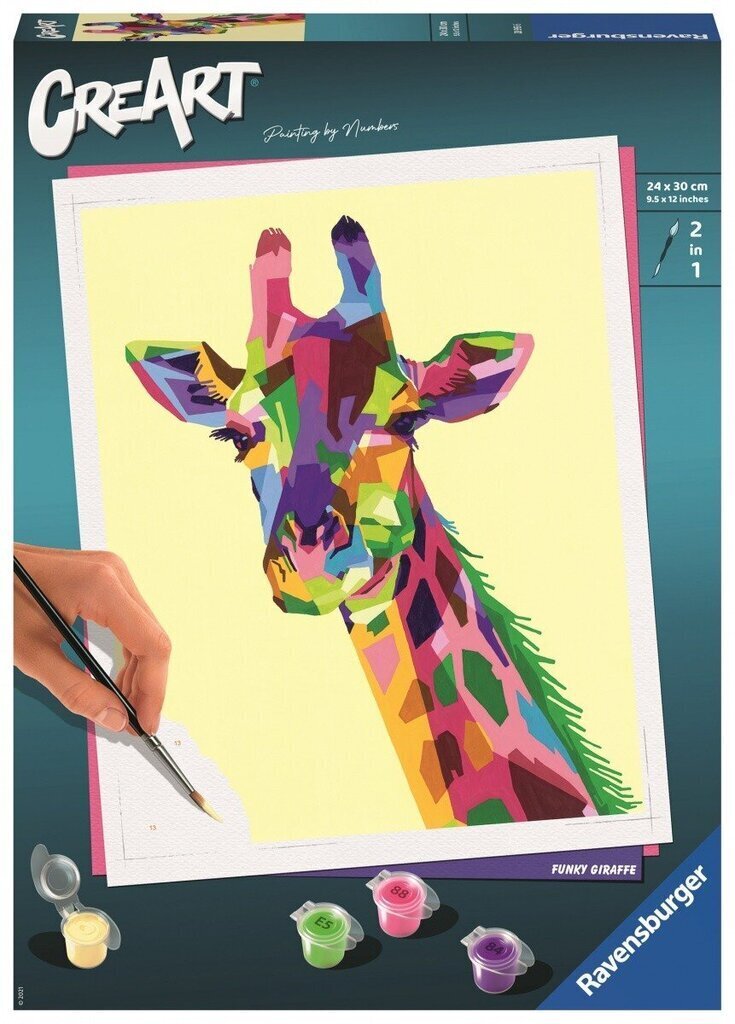 Piirustus numeroiden mukaan Ravensburger CreArt Giraffe, 24 x 30 cm hinta ja tiedot | Maalaa numeroiden mukaan | hobbyhall.fi