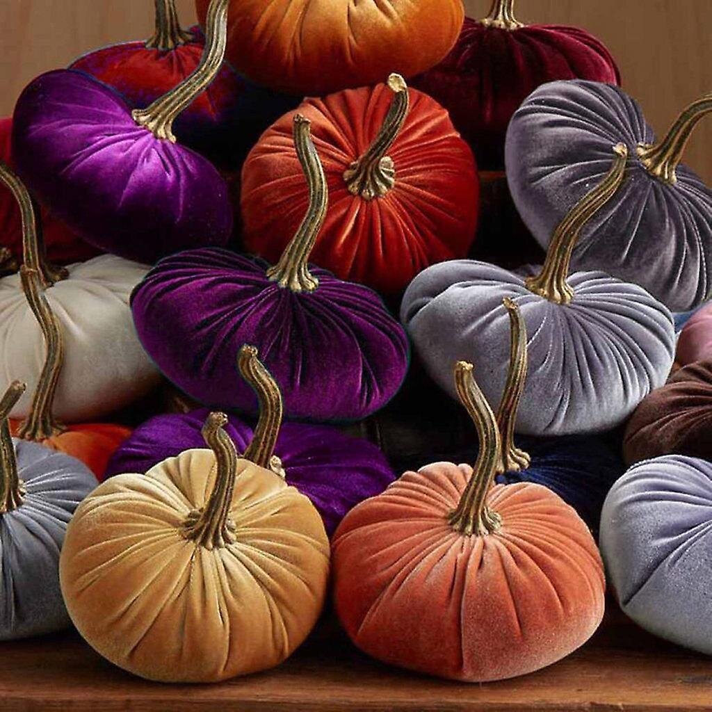 Käsintehty Velvet Pumpkins Decor Super Pehmeä täytetty kurpitsa Realistic Pumpkins väri: punainen hinta ja tiedot | Pehmolelut | hobbyhall.fi