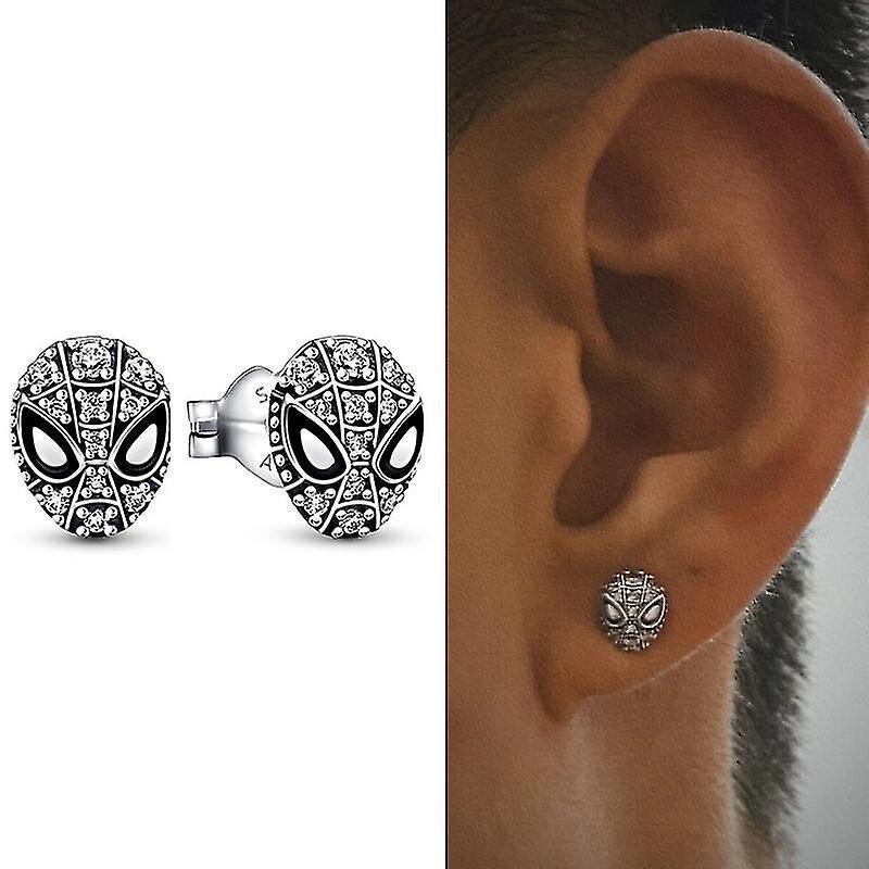 Spiderman Mask Pave Stud Korvakorut varastossa Nyt 925 Sterling hopea Korvakorut Cool Style Statement Korut Mies Nainen hinta ja tiedot | Miesten korut | hobbyhall.fi