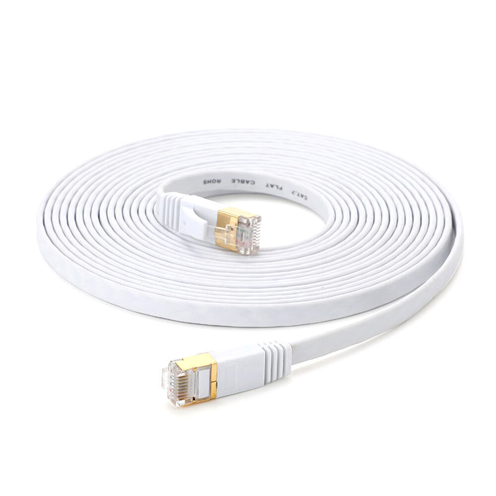 Cat 7 Ethernet-kaapeli 32AWG happiton kupari 10Gbps nopea 600Mhz kaistanleveys tasainen Internet-verkko LAN-liitäntäjohto, valkoinen 10m hinta ja tiedot | Tekstiilijohdot ja sähköliittimet | hobbyhall.fi