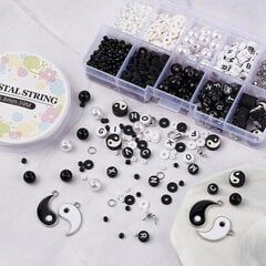 Yin Yang Clay Beads Savihelmet Bohemian Black and White For Halsband hinta ja tiedot | Korujen valmistus ja helmikoristeet | hobbyhall.fi