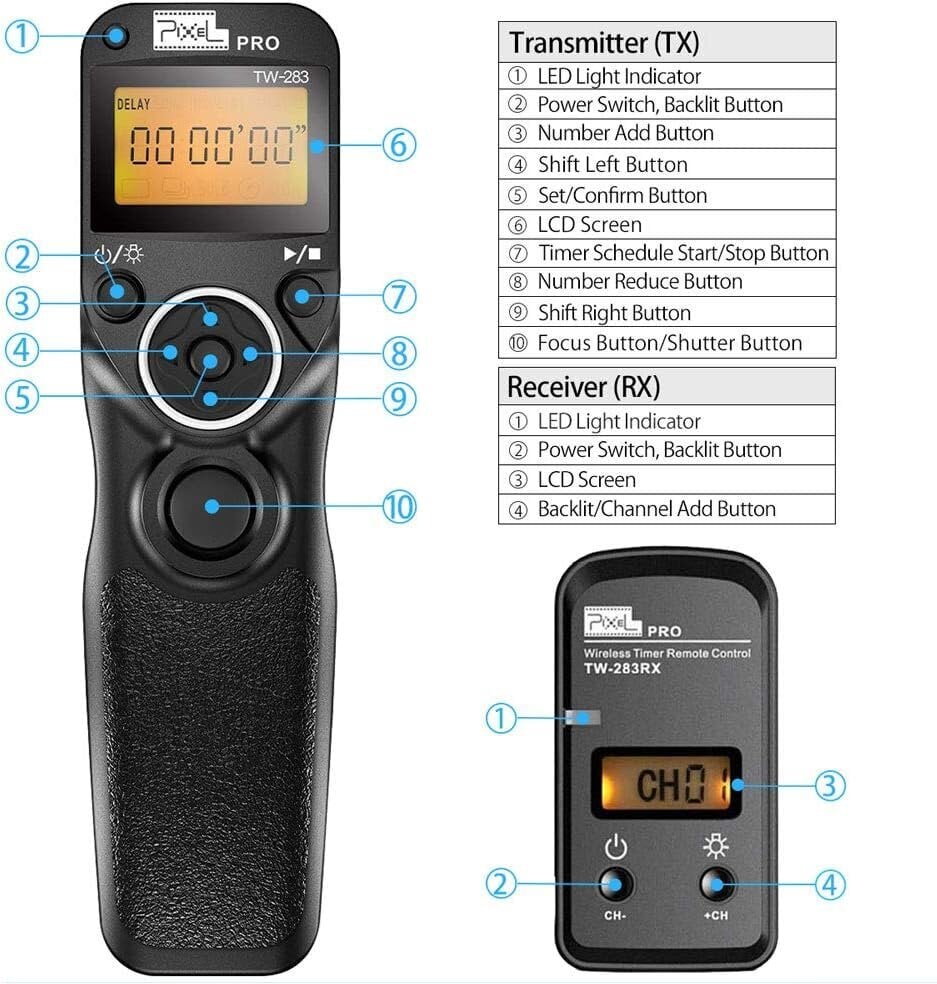 TW-283 DC2 digitaalinen langaton kaukosäädin Intervalometrin kaapelin vapautuskaukosuljin ajastimella Nikon-kameroita varten hinta ja tiedot | DJ-laitteet | hobbyhall.fi