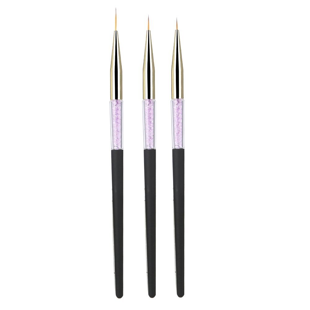 3 kpl Nail Art Dotting Liner Brush UV-geelimaalauskynä piirustustyökalusarja tekojalokivikahva musta hinta ja tiedot | Maalaustarvikkeet | hobbyhall.fi