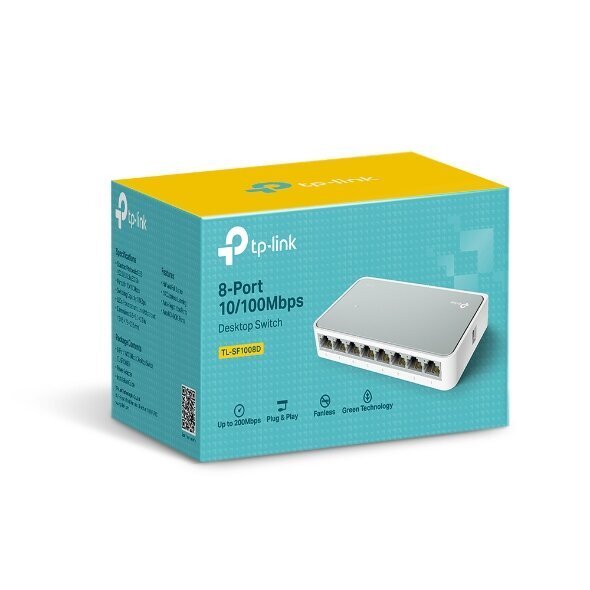 8-porttinen TP-Link TL-SF1008D kytkin, valkoinen hinta ja tiedot | Reitittimet ja modeemit | hobbyhall.fi