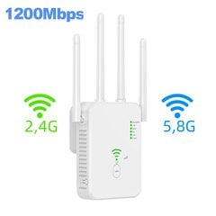 Langaton WiFi-yhteys 1200 Mbps kaksikaistainen WiFi-signaalivahvistin 2,4G 5G WiFi-laajennus 802.11ac Gigabit WiFi WPS-reitittimen verkkoantennilla hinta ja tiedot | Reitittimet ja modeemit | hobbyhall.fi