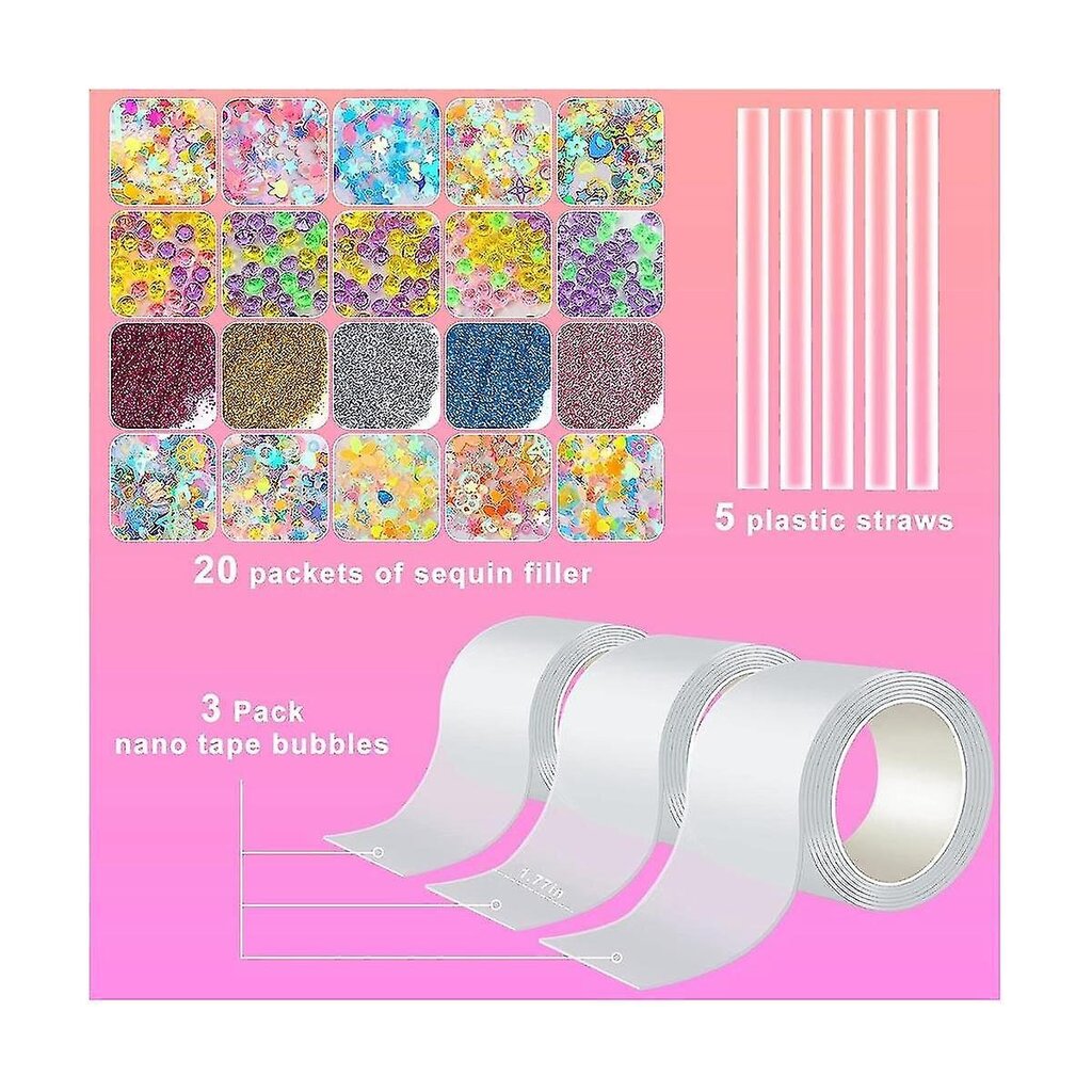 Nano Tape Bubble Kit, Nano Tape Bubble, Tytöt, Pojat - 3 Rolls Clear Colorful Nano Tape Kit hinta ja tiedot | Ilmapallot | hobbyhall.fi