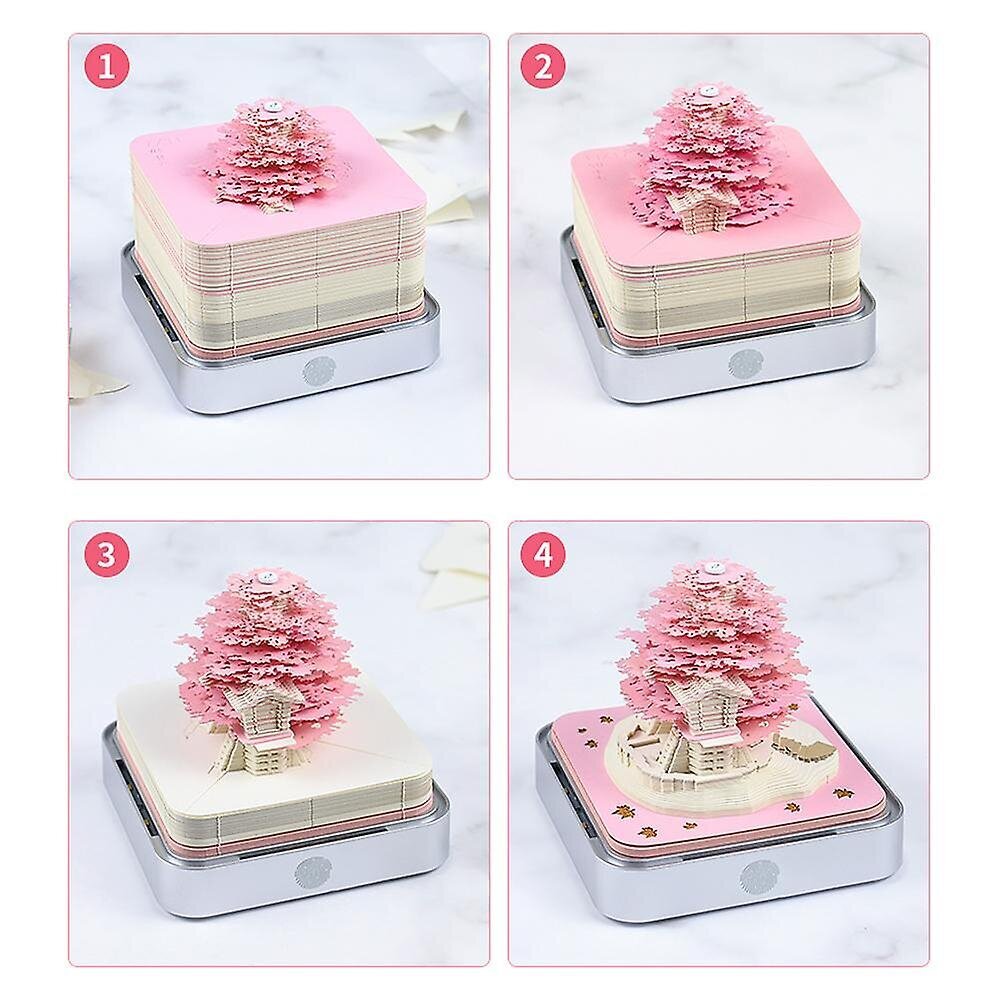 Omoshiroi Block 3D Muistilehtiö 3D Kalenteri Sakura Treehouse Pöytäkalenteri Valoilla Paperitaide 3D Muistiinpanot Block Joululahja hinta ja tiedot | Koristeet ja tarrat | hobbyhall.fi