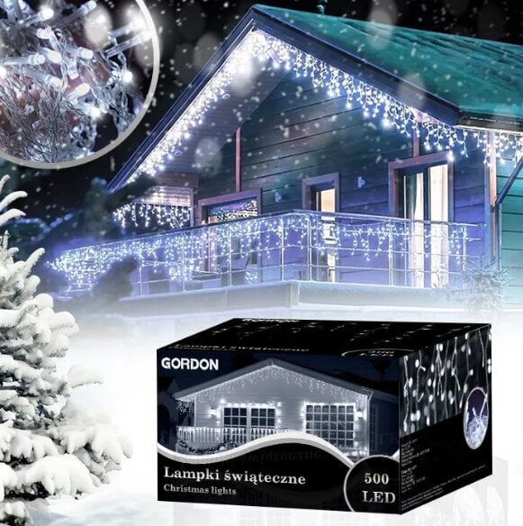 Ulkoseppele "Snaigės" - 500 LED-lamppua kylmävalkoinen salamaefektillä, 20 m hinta ja tiedot | Jouluvalot | hobbyhall.fi