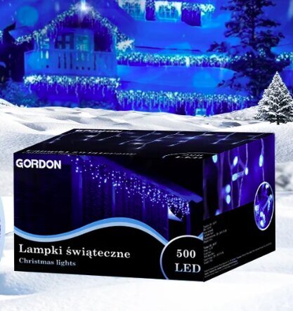 Ulkokäyttöön tarkoitettu LED-seppele "Snaiges" - 500 sinistä lamppua salamatehosteella hinta ja tiedot | Jouluvalot | hobbyhall.fi