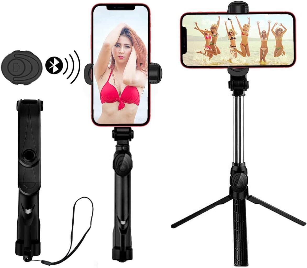 Bluetooth Selfie Stick -jalusta langattomalla kaukosäätimellä, sopii selfie-videoiden tallentamiseen livenä hinta ja tiedot | Videokameran lisätarvikkeet | hobbyhall.fi