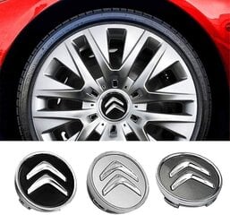 X4 60mm alumiinivanteen suojukset Citroen C2 C4 C5 C6 C-quatre Logo Musta/kromi hinta ja tiedot | Pölykapselit | hobbyhall.fi