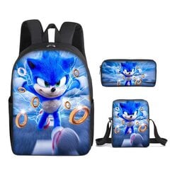 Uusi Sonic lasten koululaukku animoitu 3d-painettu reppu Sonic lasten reppu kolmessa sarjassa Y hinta ja tiedot | Koulureput ja -laukut | hobbyhall.fi