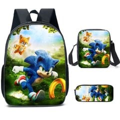 Uusi Sonic lasten koululaukku animoitu 3d-painettu reppu Sonic lasten reppu kolmessa sarjassa Y hinta ja tiedot | Koulureput ja -laukut | hobbyhall.fi