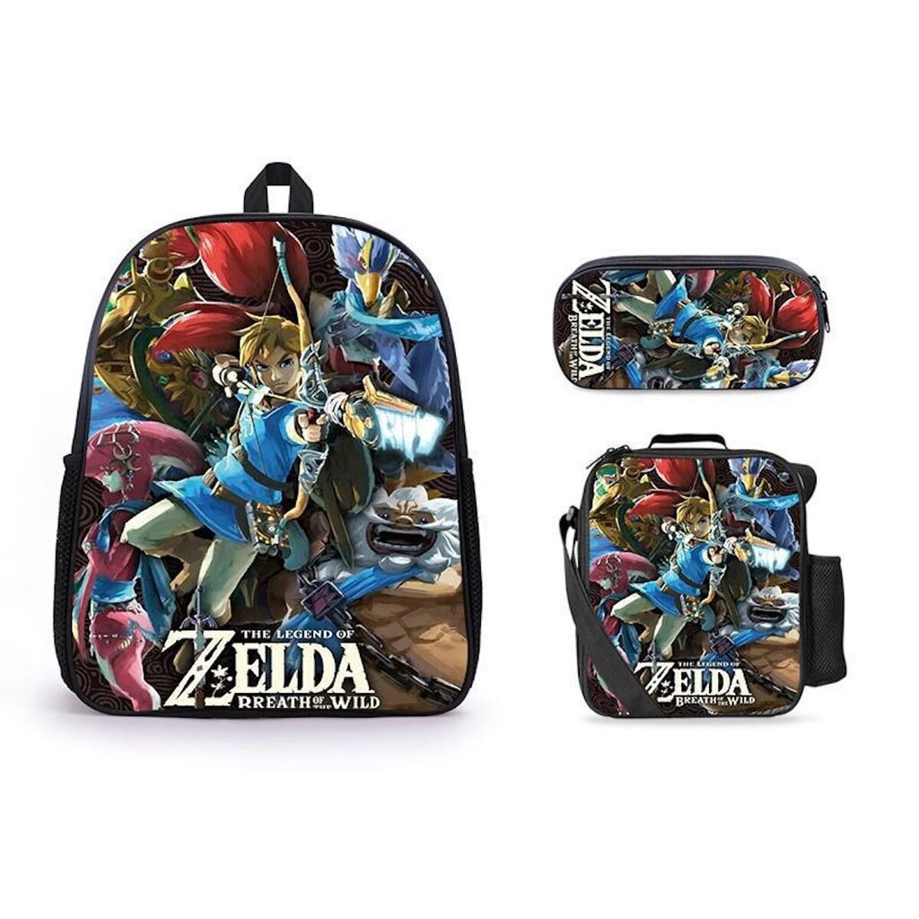 3kpl/ setti Legend of Zelda painettu setti olkalaukulla Case Koululaukku Travel Day laukku Kevyet kirjalaukut hinta ja tiedot | Koulureput ja -laukut | hobbyhall.fi