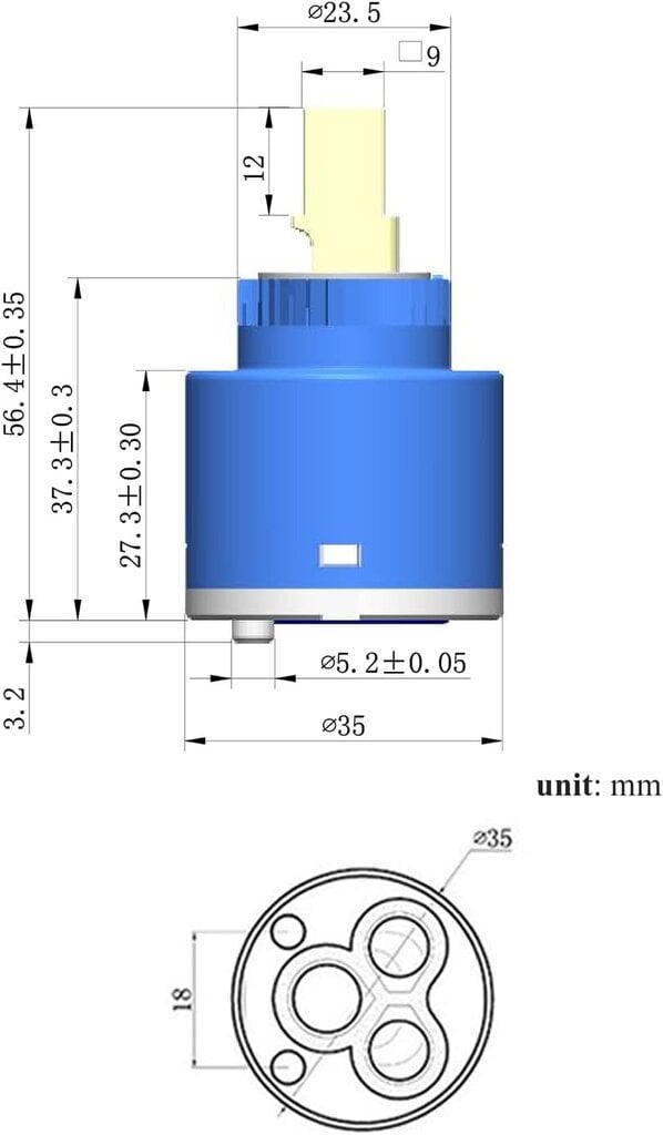 SEDAL keraaminen hanapatruuna 35 mm:n vaihtosekoitinhanaan hinta ja tiedot | Suihkupäät ja tarvikkeet | hobbyhall.fi