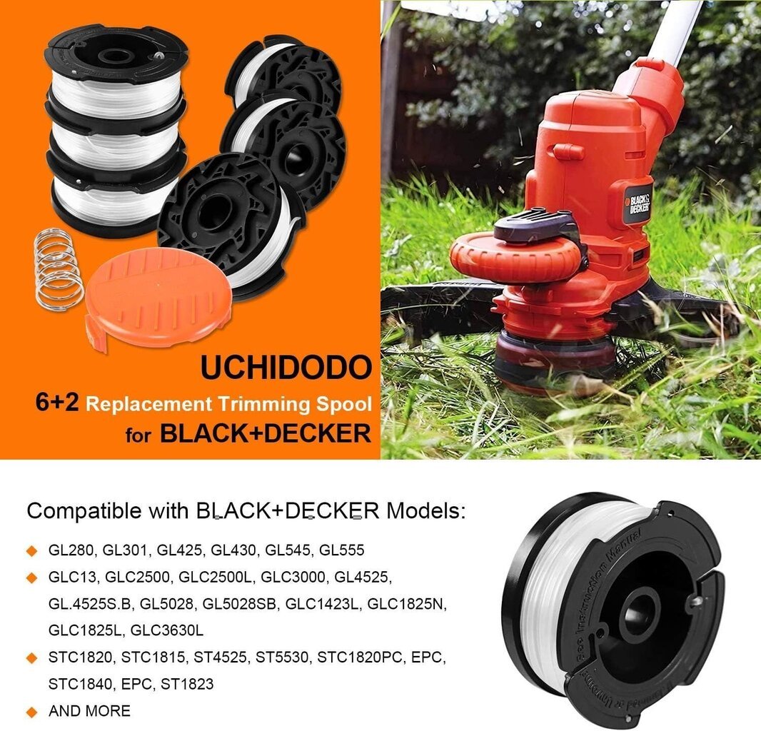 Trimmerisiimakelat Black and Decker Trimmereille, 6 Trimmer Line-Xin hinta ja tiedot | Ruohotrimmerit | hobbyhall.fi