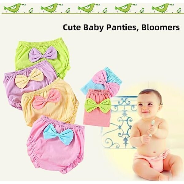 Bow Knot -päällinen - Baby Bloomers, Toddler Girls -päällinen, puuvillaiset pikkuhousut (5 kpl, satunnainen väri, 0-1 vuotta vanha) hinta ja tiedot | Vuodevaatteet lapsille | hobbyhall.fi