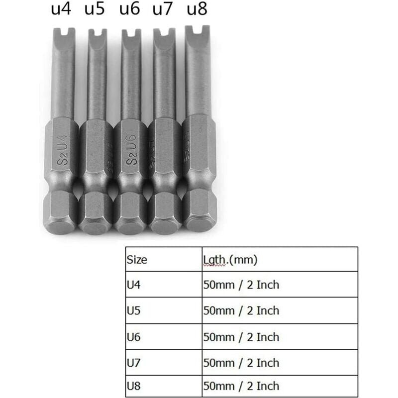 5kpl 50mm S2 seosteräs U-muotoinen ruuvimeisselin kärjet 1/4" kuusiovarsi U-muotoinen magneettinen ruuvimeisseli hinta ja tiedot | Käsityökalut | hobbyhall.fi