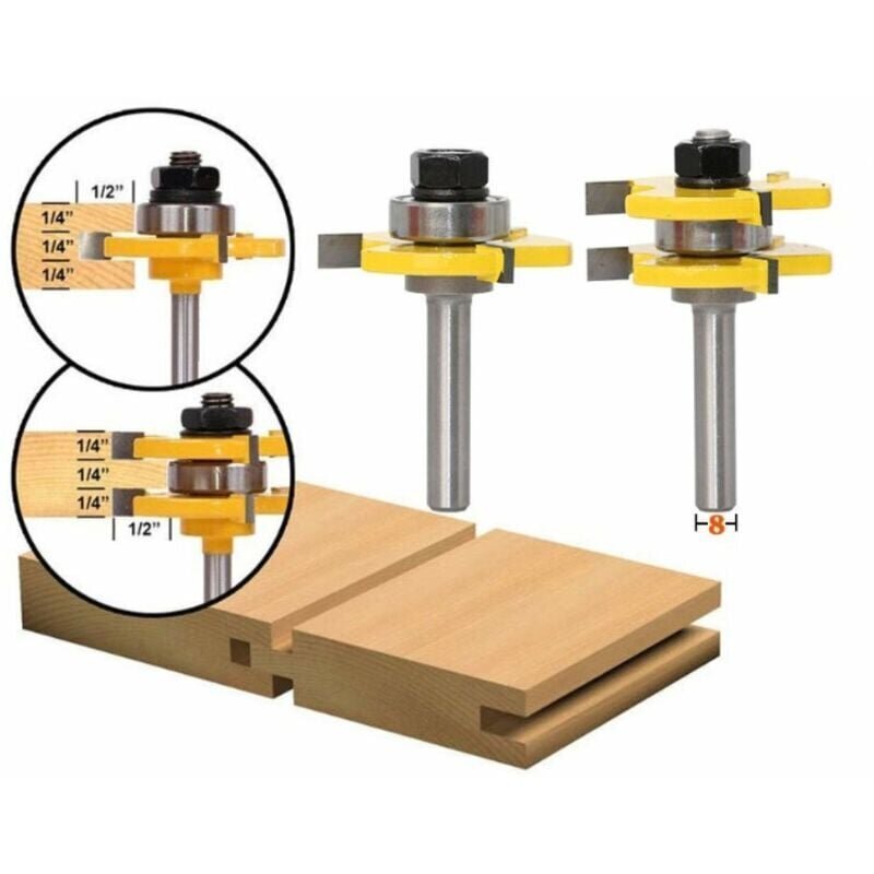 2kpl Kiele- ja urajyrsintä, 4EVERHOPE 3-hampainen puuntyöstötyökalu (varsi 8mm) hinta ja tiedot | Käsityökalut | hobbyhall.fi