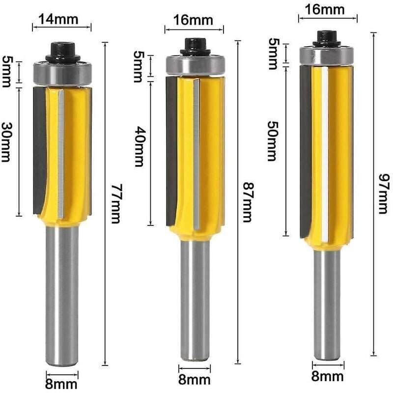 Kieleke- ja urajyrsinsarja 3 uraa 8 mm varsi T-muotoinen puujyrsin jyrsin Puuntyöstötyökalut hinta ja tiedot | Käsityökalut | hobbyhall.fi