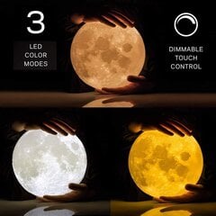 3D-kuulamppu, LED-yövalo, 3 väriä Touch Luna -lamppu, halkaisija 15 cm / 5,9 tuumaa, USB-ladattava kuun yövalo makuuhuoneeseen Olohuone Kahvila Syntymäpäivä Joululahja hinta ja tiedot | Pöytävalaisimet | hobbyhall.fi