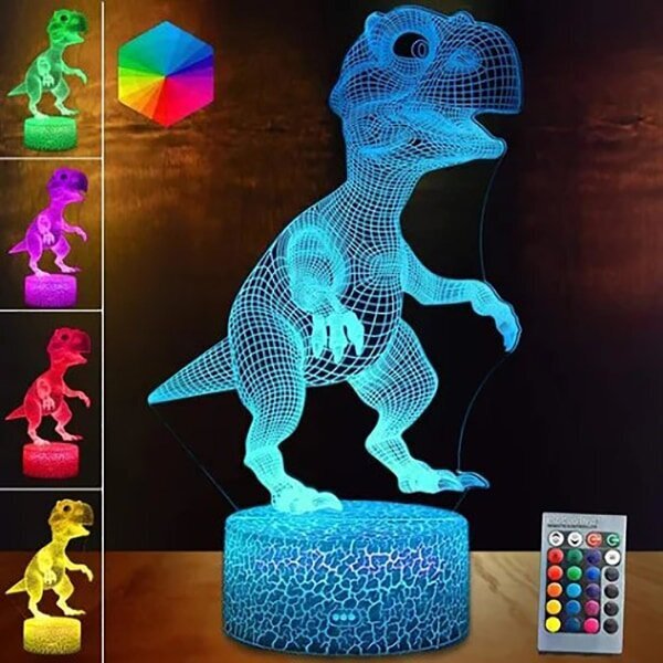 Dinosaur-sarjan värikäs 3d-yövalo LED Touch 16 -värinen kauko-ohjainpöytälamppu hinta ja tiedot | Lastenhuoneen valaisimet | hobbyhall.fi