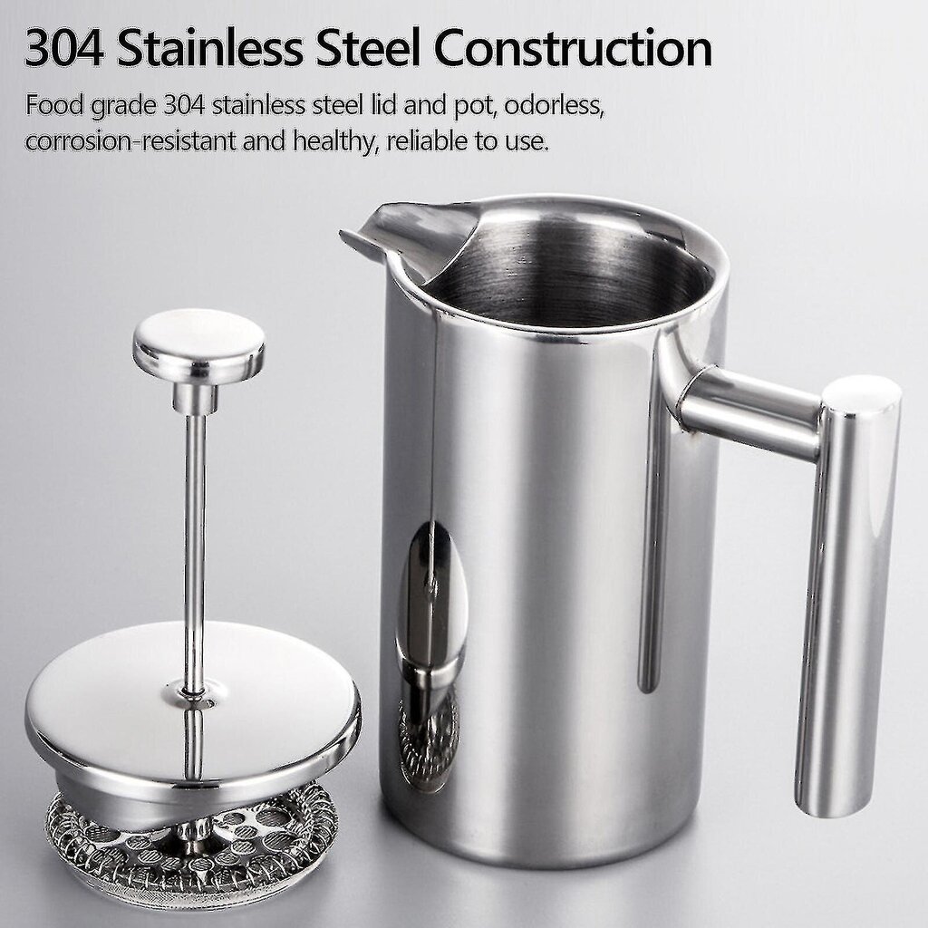 350ml/800ml/1000ml French Press ruostumattomasta teräksestä valmistettu kahvinkeitin, kaksiseinäinen eristetty kahvinkeitin PotBY hinta ja tiedot | Kahvinkeittimet ja kahvikoneet | hobbyhall.fi