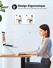 Alumiininen kannettavan tietokoneen teline, säädettävä ergonominen tuuletettu kannettavan tietokoneen teline, kokoontaitettava liukumaton kannettava tietokoneteline, joka on yhteensopiva MacBook Lenovo, Dell, HP, enemmän kannettavia 10-16" kanssa hinta ja tiedot | Kannettavien tietokoneiden lisätarvikkeet | hobbyhall.fi