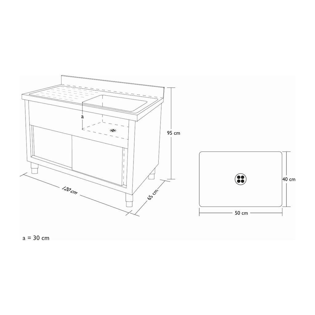 Ruostumaton teräs keittiöallas kaapilla, 120 cm hinta ja tiedot | Pesualtaat | hobbyhall.fi