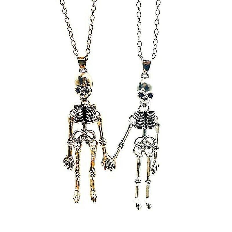 Ystävyysmagneetti Skeleton Skull Kaulakorut Bff Jewlery Magneettinen kaulakoru Bestie Sisar Pariskunnalle Magneettinen 1 pair black and silver hinta ja tiedot | Kaulakorut | hobbyhall.fi