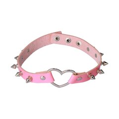 Säädettävä sydämenmuotoinen Choker kaulus -kaulakoru - vaaleanpunainen PU-nahka niiteillä - Koriste - Muotikorut hinta ja tiedot | Kaulakorut | hobbyhall.fi