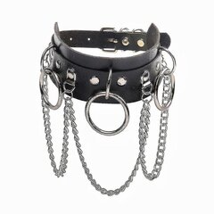 Naisten Nahkainen Choker Kaulakoru O Sormus Kaulus Kaulus Ketju Gothic Punk Cosplay1 Piece Musta hinta ja tiedot | Kaulakorut | hobbyhall.fi