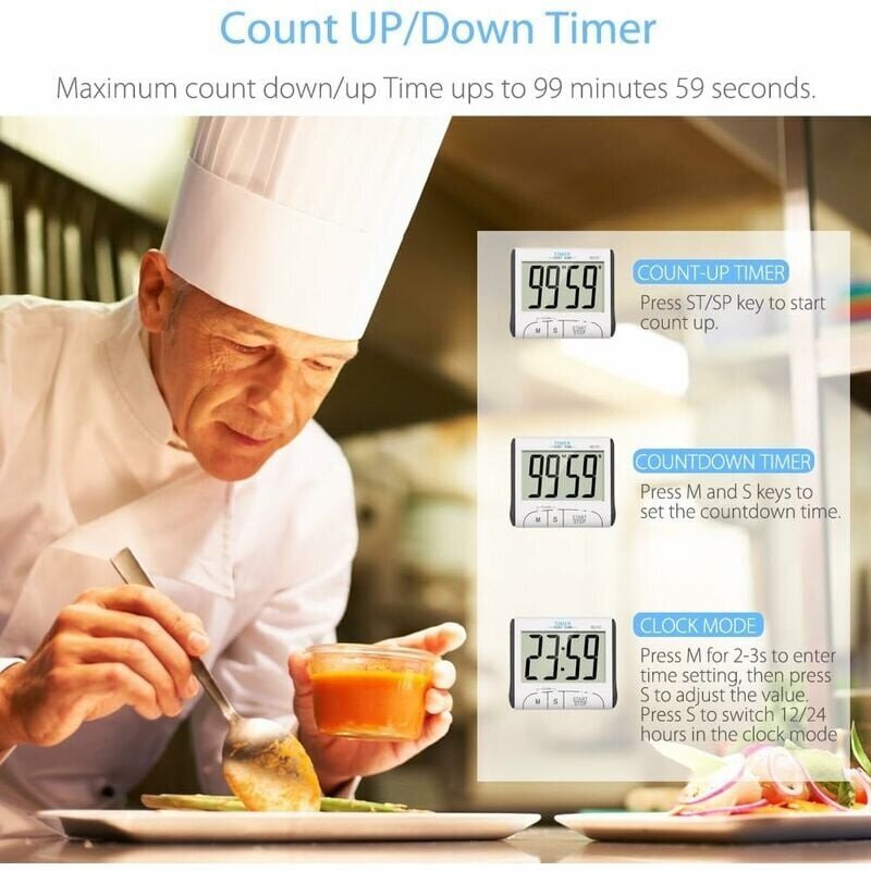 Keittiöajastin, 24 tunnin digitaalinen magneettinen elektroninen keittiöajastin äänihälyttimellä LCD-näytön ajastinmagneetin pidike - valkoinen hinta ja tiedot | Ajastimet ja termostaatit | hobbyhall.fi