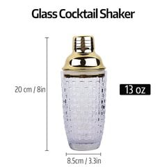 13Oz Glass Cocktail Shaker Set - Glass Shaker cocktaileille, juomasekoittimille Cocktailille ja Cocktail Sh hinta ja tiedot | Juomapullot | hobbyhall.fi