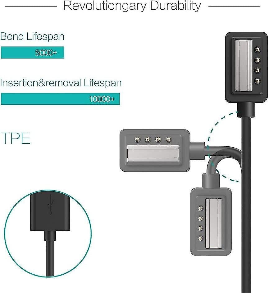Yhteensopiva laturi: Suunto 9, D5, Spartan Ultra Hr, Spartan Sport Wrist Hr, Eon Core magneettinen USB-latauskaapeli 100 cm hinta ja tiedot | Paristolaturit | hobbyhall.fi