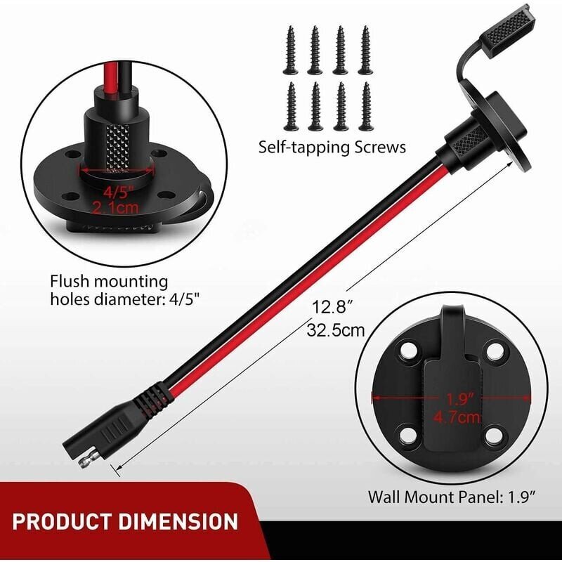 2-osainen SAE-virtapistorasian sivuportti, universaali SAE-aurinkopaneelin pikakiinnitysvedenpitävä liitin, 12AWG SAE-kaapeli, jossa 8 ruuvia aurinkoenergian akkulaturiin hinta ja tiedot | Kaapelit ja adapterit | hobbyhall.fi
