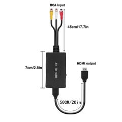 RCA-HDMI-sovitin, 1080P HD CVBS-HDMI AV-muunnin HDMI-kaapelilla ja USB-virtajohdolla ja 3 RCA-komposiittikaapelilla PC Kannettava tietokone Xbox PS4 PS3 TV STB Blu Ray DVD-kamera hinta ja tiedot | Kaapelit ja adapterit | hobbyhall.fi