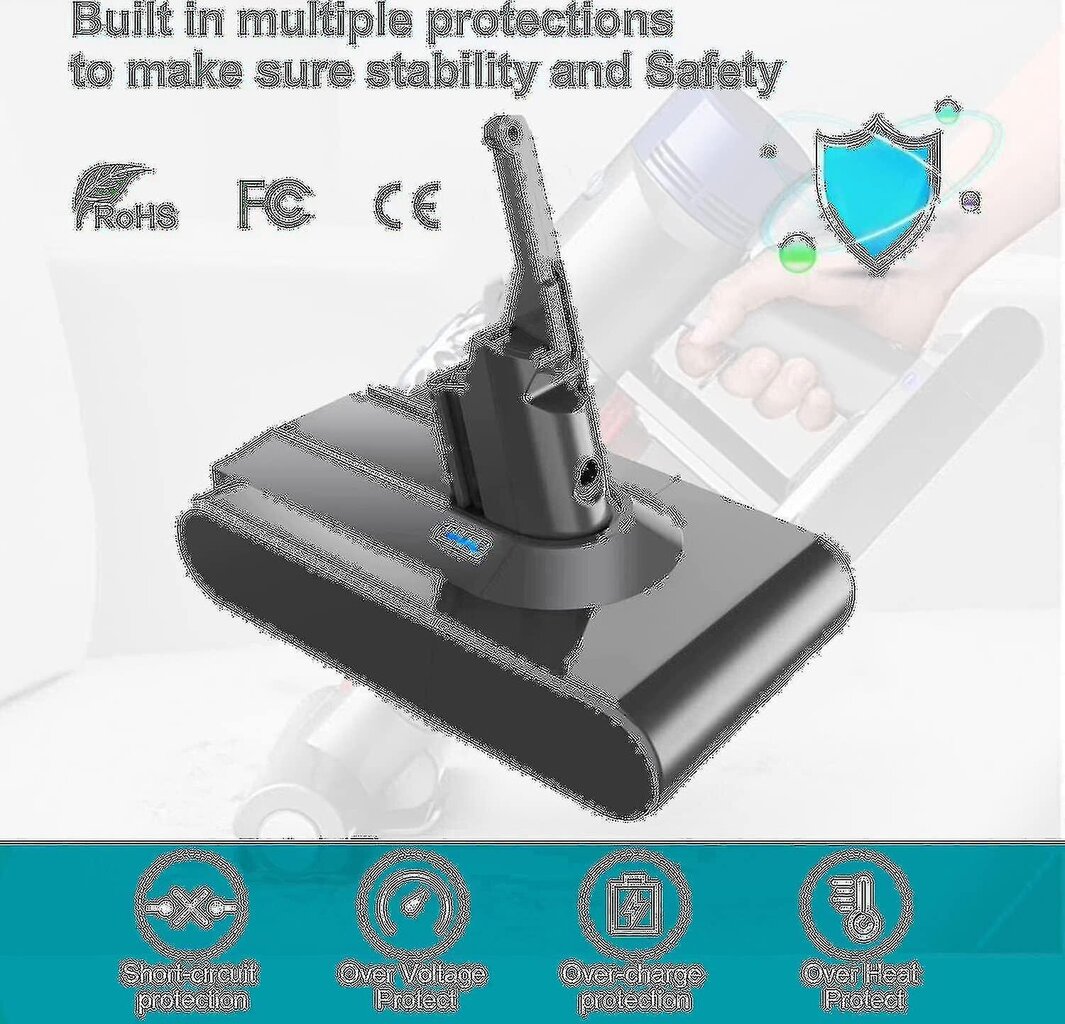 Päivitetty 6.0ah V8 Yhteensopiva V8 Animal/absolute/motorhead/fluffy/sv10 Handheld Cordless Vacuum Li-ion 967834 05 Batterywit-Excellence hinta ja tiedot | Kaapelit ja adapterit | hobbyhall.fi