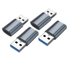 4 kpl USB 3.0 - Type C -naarassovittimet Helppokäyttöinen alumiiniseoksesta valmistettu USB-muunnin harmaa hinta ja tiedot | Kaapelit ja adapterit | hobbyhall.fi