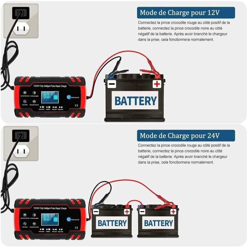 Smart Car moottoripyörän akkulaturi 8A 12V/24V, 3-vaiheinen akkulaturi ja automaattinen korjaustoiminto kuorma-autoille, AGM, GEL, WET, SLA hinta ja tiedot | Auton akkulaturit | hobbyhall.fi