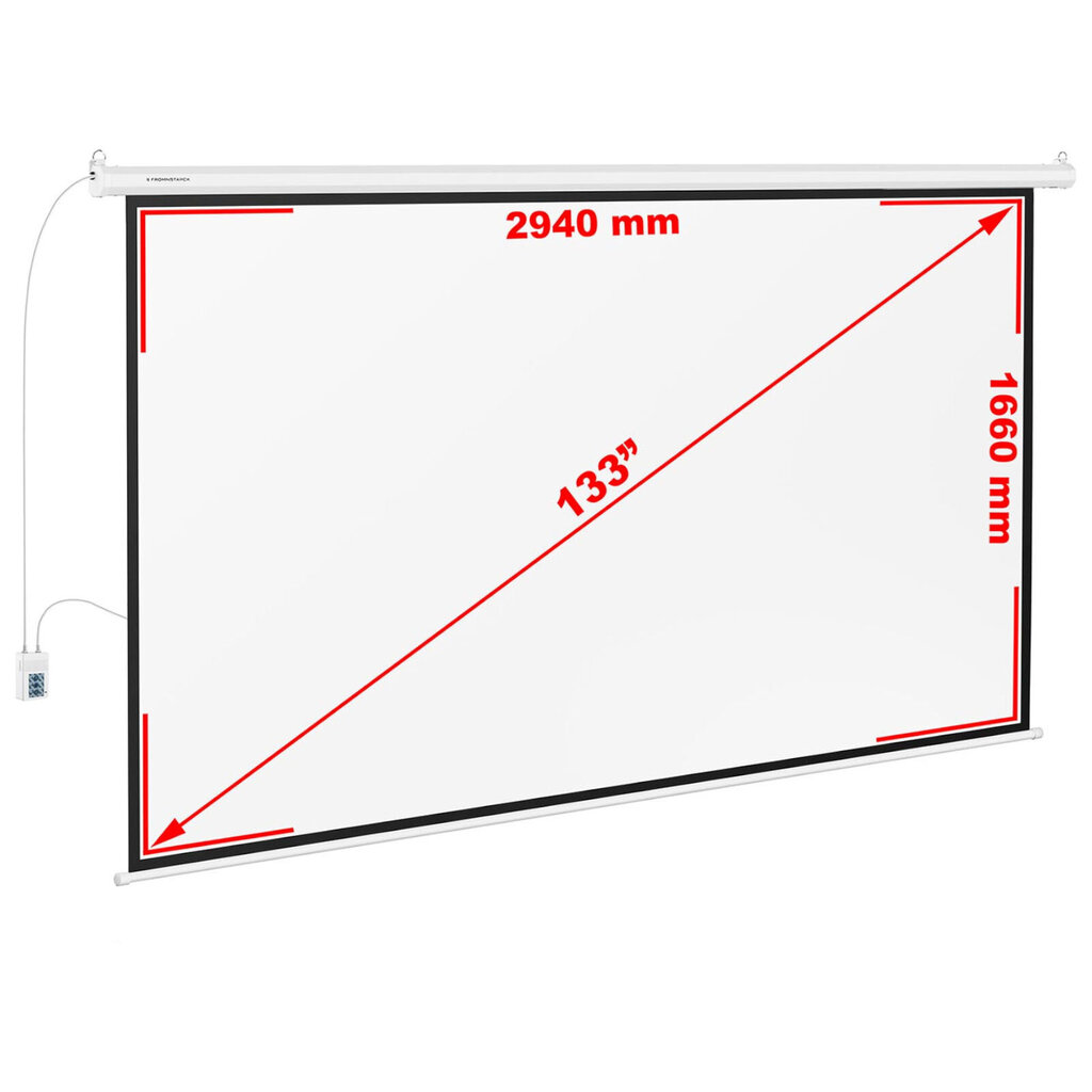 Sähköisesti ohjattava projektorikangas, 133'' 16:9, valkoinen hinta ja tiedot | Tietokonepöydät ja työpöydät | hobbyhall.fi