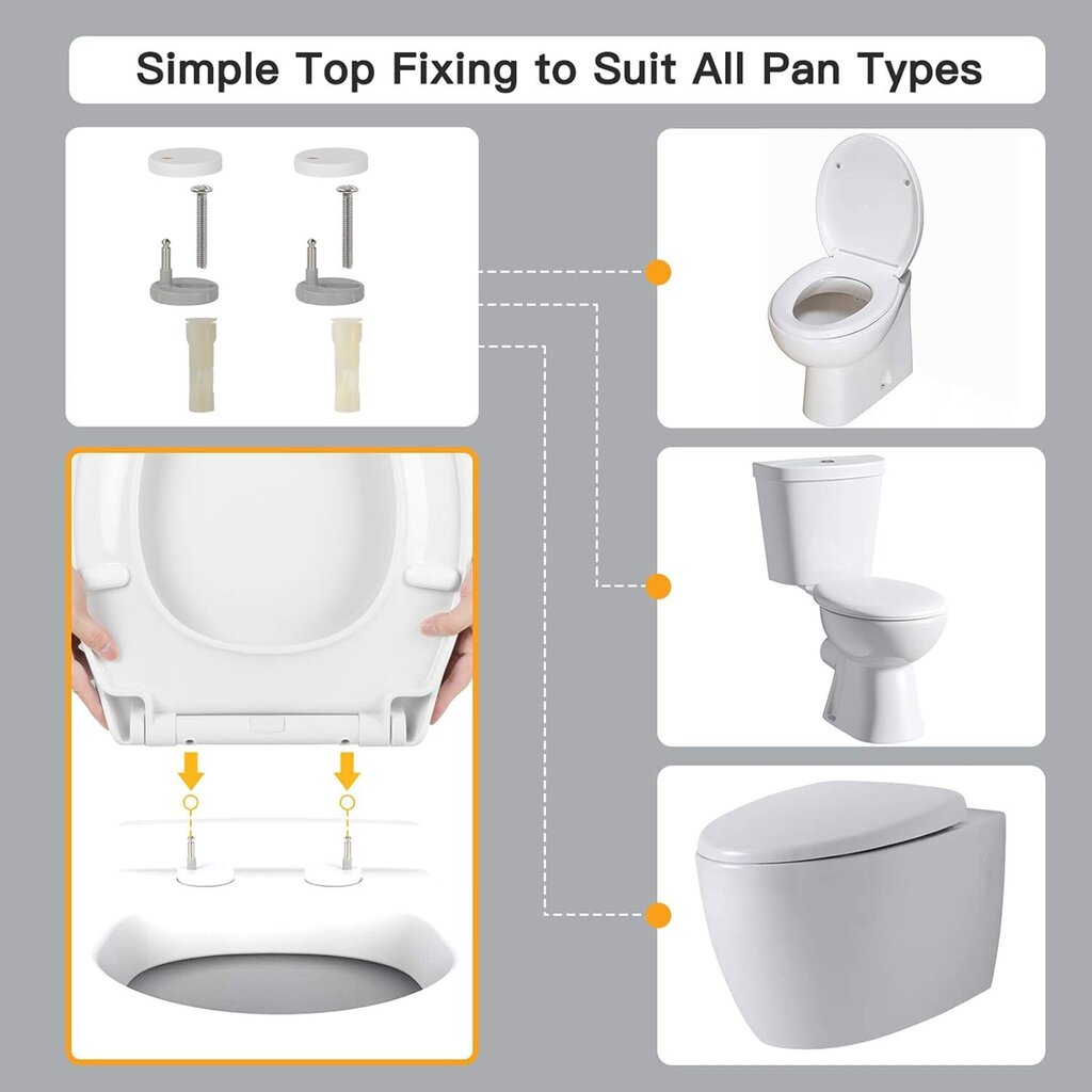 Soft Close wc-istuin, wc-istuin pikalukituksella f Yksinkertainen yläkiinnitysO Shape hinta ja tiedot | Kylpyhuoneen sisustus | hobbyhall.fi