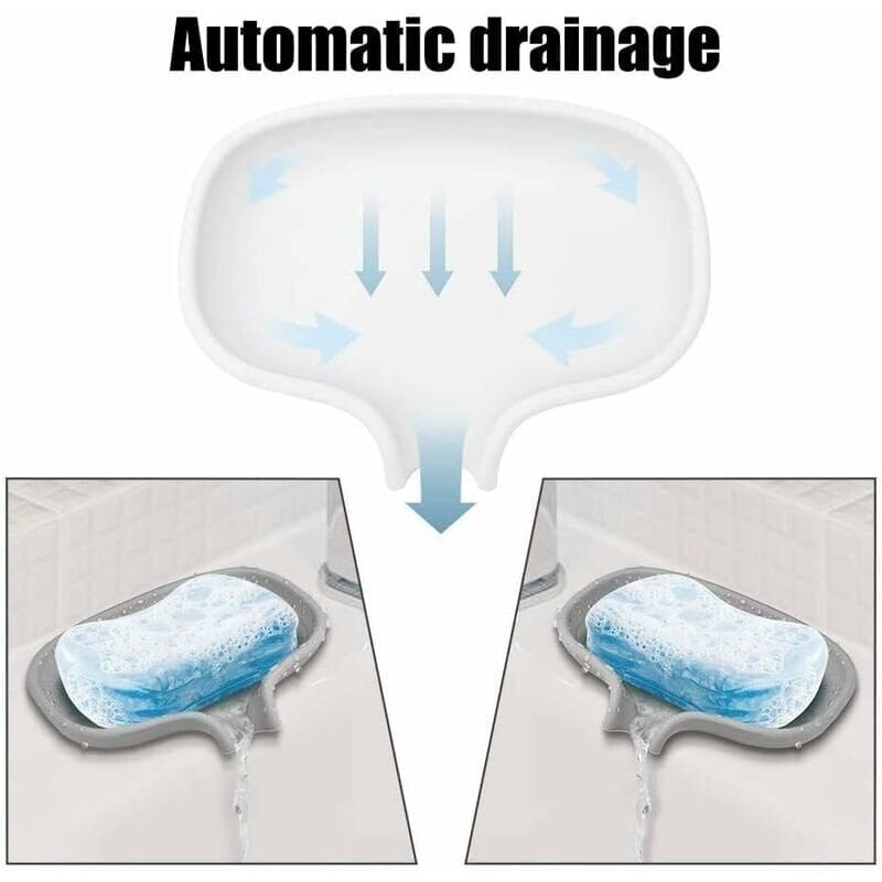 Silikoninen saippua-astia viemärillä, suihkusaippualaatikko, kylpyhuone keittiön sieni-saippuapidike - harmaa ja valkoinen, 2 kpl hinta ja tiedot | Kylpyhuoneen sisustus | hobbyhall.fi