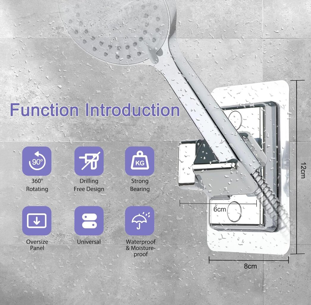 360° säädettävä seinään kiinnitettävä suihkuteline ilman porausta hinta ja tiedot | Kylpyhuoneen sisustus | hobbyhall.fi