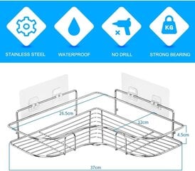 Pack 304 ruostumattomasta teräksestä valmistetut suihkunurkkahyllyt, seinään kiinnitettävä kylpyhuoneen hylly liimalla, säilytyslokero wc:tä, asuntolaa ja keittiötä varten [hopea] hinta ja tiedot | Kylpyhuoneen sisustus | hobbyhall.fi