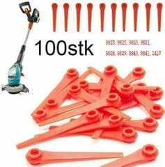 100x muoviterät vaihtoterät Gardena ruohotrimmeriin Easycut Li-18/23r (100 kpl) Xinda hinta ja tiedot | Puutarhatyökalut | hobbyhall.fi