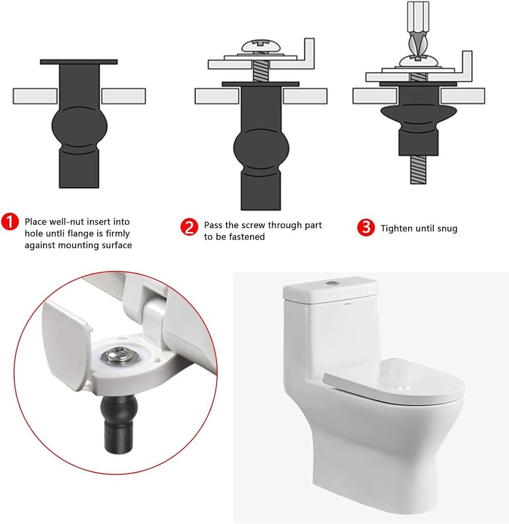 3 paria wc-istuimen saranakiinnikkeitä, wc-istuimen kiinnityssarja ruuvit WC-istuimen kiinnikkeet WC-istuimen kiinnitysruuvit istuimelle, sopii useimpiin wc-istuimiin, 3 kokoa hinta ja tiedot | WC-istuimen lisätarvikkeet | hobbyhall.fi