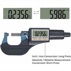 0-25 mm LCD digitaalinen elektroninen mikrometri Digitaalinen Palmer ulkomikrometri Vakiometrimetrinen/tuuma 0,001 mm Resoluutio 0,002 mm Tarkkuus automaattinen pysäytys ABS + ruostumaton teräs, hinta ja tiedot | Keittiövälineet | hobbyhall.fi