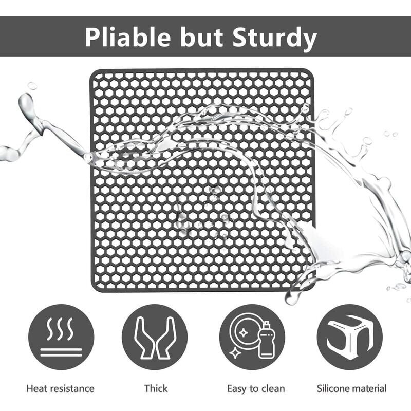Silikoninen keittiön tiskialtaan suojamatto, ruostumattomasta teräksestä tai maalaistalon posliinista valmistettu pesuallas, 34 cm x 34 cm (harmaa) hinta ja tiedot | Keittiöallas- ja hanatarvikkeet | hobbyhall.fi